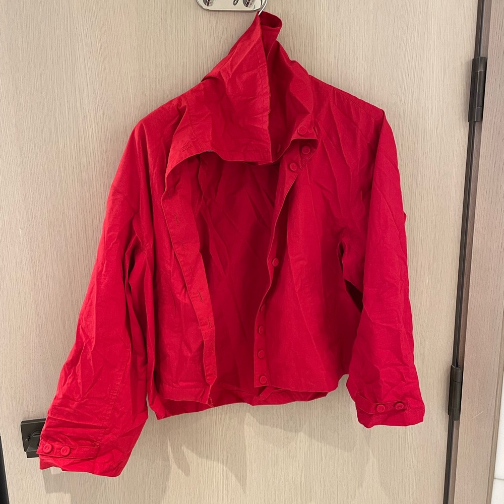 Massimo Dutti Red Cotton Button Jacket Size Small